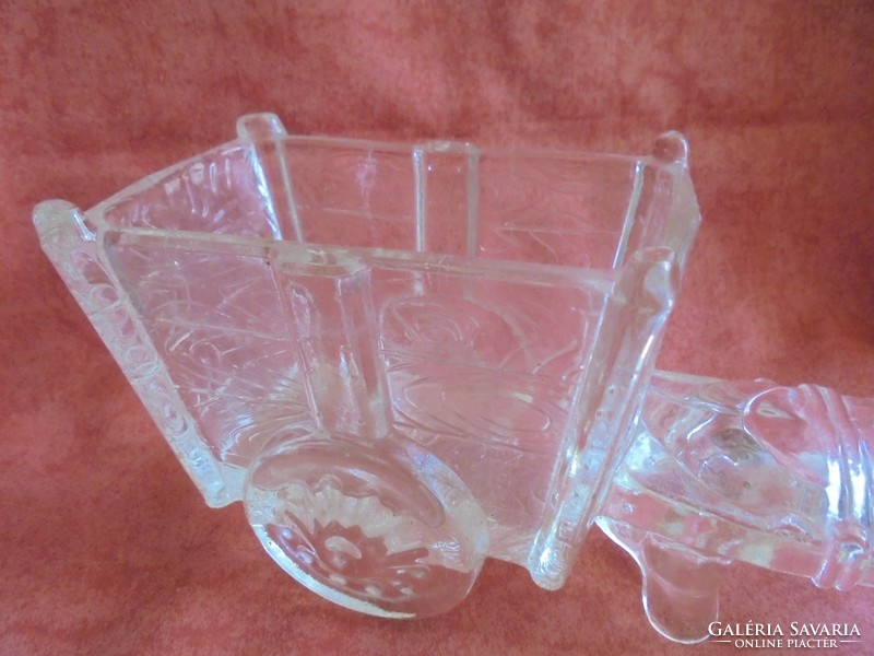 Öntött üveg figurális cukortartó