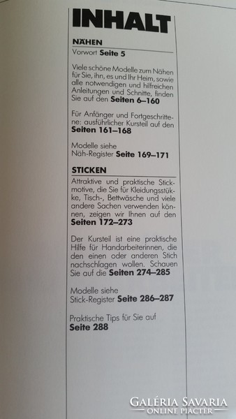The handicrafts, tailoring patterns and drawings are for sale in German!