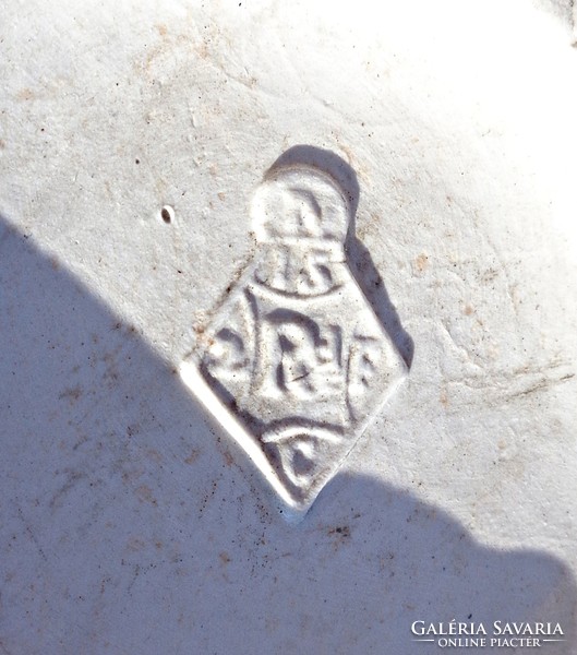 19. századi ón fedeles jelzett cserép kancsó