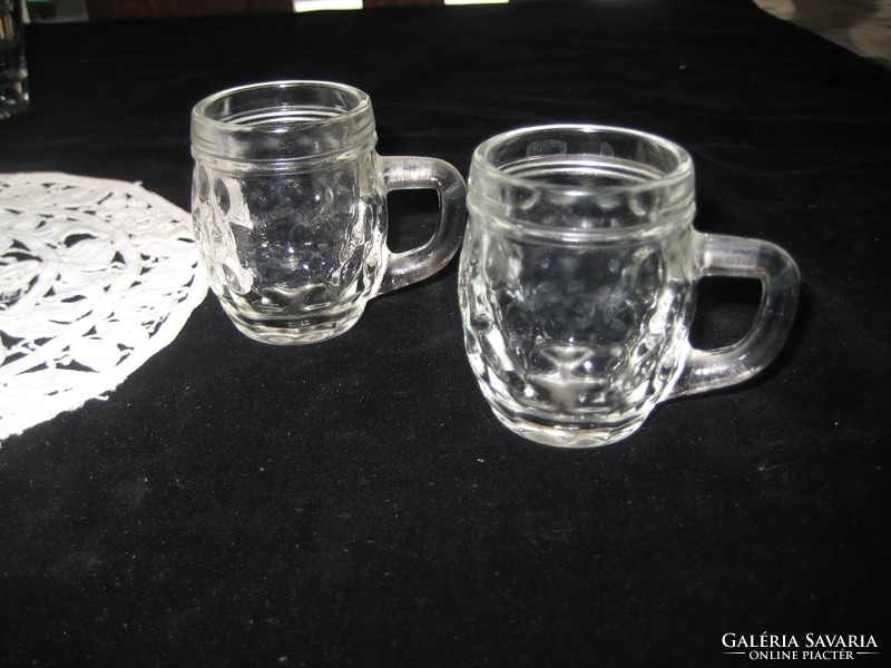 2 old glasses with handles, 5 x 5.8 cm
