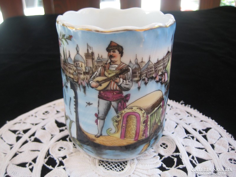 Austrian commemorative cup with a Venetian theme, numbered, hand-painted, 7.3 x 9.3 cm