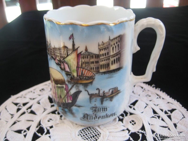 Austrian commemorative cup with a Venetian theme, numbered, hand-painted, 7.3 x 9.3 cm