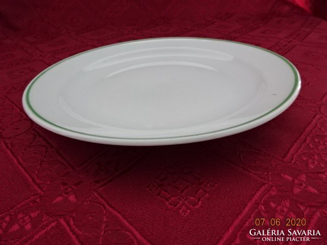 Zsolnay porcelán zöld csíkos süteményes tányér, átmérője 19 cm. Vanneki!