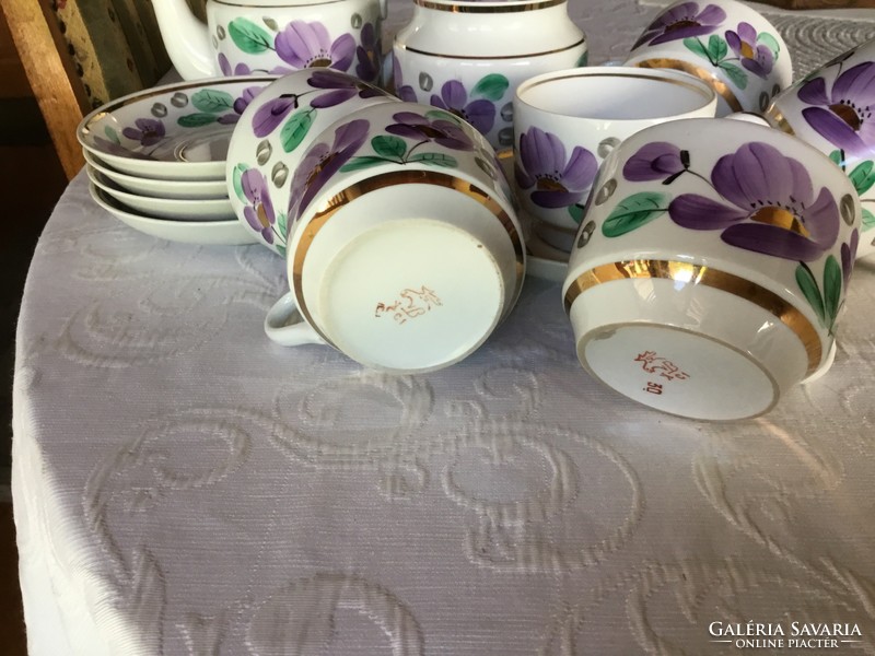 Verbilki Russian, Soviet tea set, 5-person, hand-painted (205)