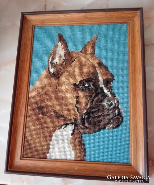 Tapestry picture in a beautiful wooden frame, 35 x 27 cm