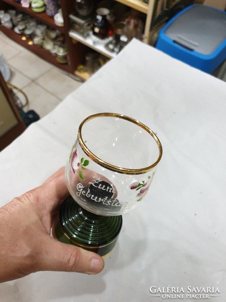 Régi zenélő üveg pohár 
