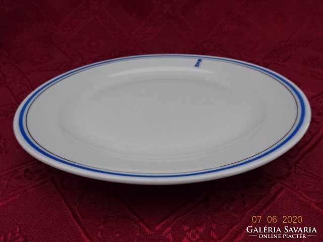 Zsolnay porcelán, antik, pajzspecsétes süteményes tányér. Kék csíkos. Vanneki!