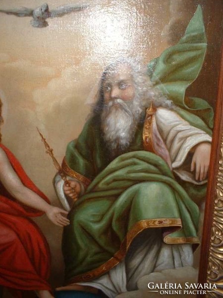 1800-as évek Szentháromság antik  festmény  o.,v.  restaurált