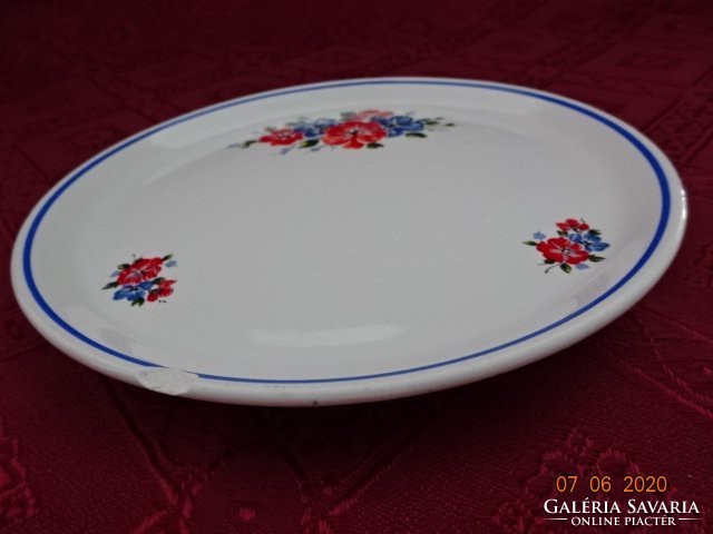 Gránit magyar porcelán, piros/kék virágos süteményes tányér. Vanneki!Jókai.