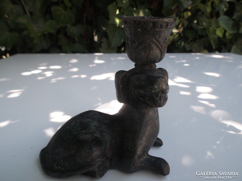 Candle holder - bronze - antique - dog - English - 9.5 X 9 x 4.5 Cm - flawless