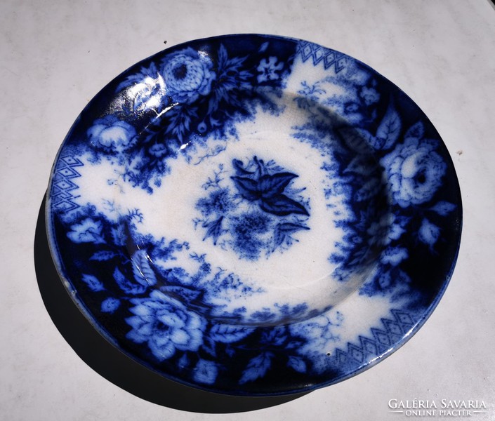 Antique cobalt rosy nowotny altrohlau bowl