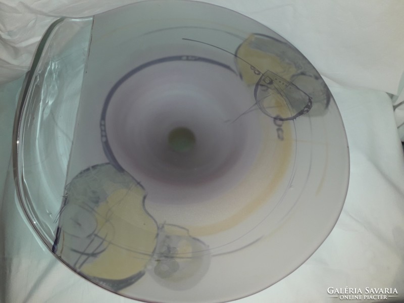 Extrém ritka forma - ION TAMAIAN ( Jon ) ART - üveg  kínáló tál szignózott eredeti nagy méretű