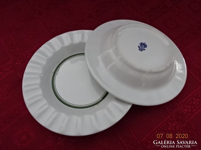 Great Plain porcelain green striped ashtray, diameter 16.5 cm. He has!