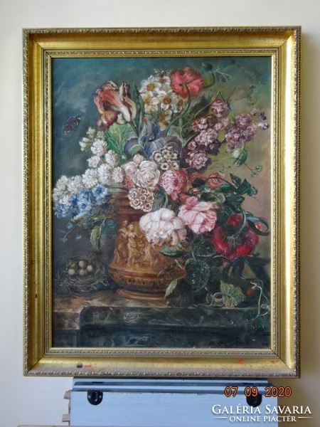 Eva Pfilf - still life. Copy size: 80 x 60 cm. Still life of Jacobus, a bouquet of flowers. Vanneki