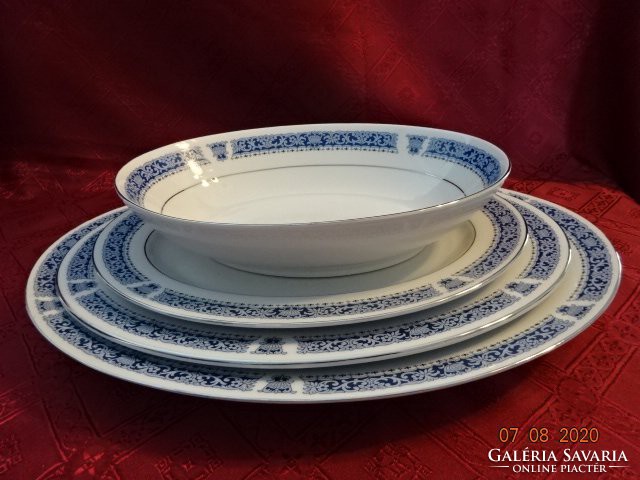 Kanehan Japanese porcelain oval garnish bowl, silver rim. He has!