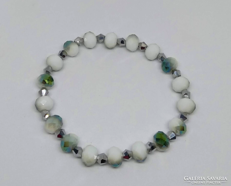 Austrian crystal white-silver-green bracelet