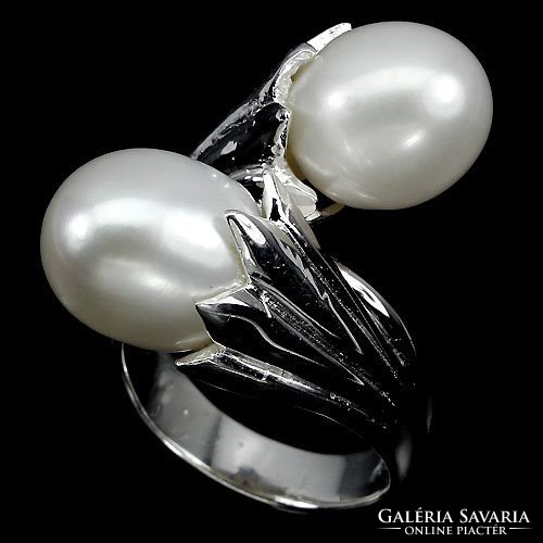 57 And cultured baroque pearl 925 silver ring