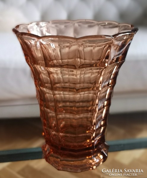 Old block optic glass vase