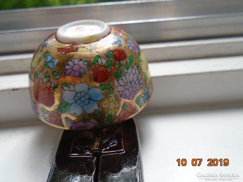 Hand-painted, marked, gold enamel with mille fleures and musical lady patterns, ritual eggshell bowl