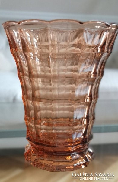 Old block optic glass vase