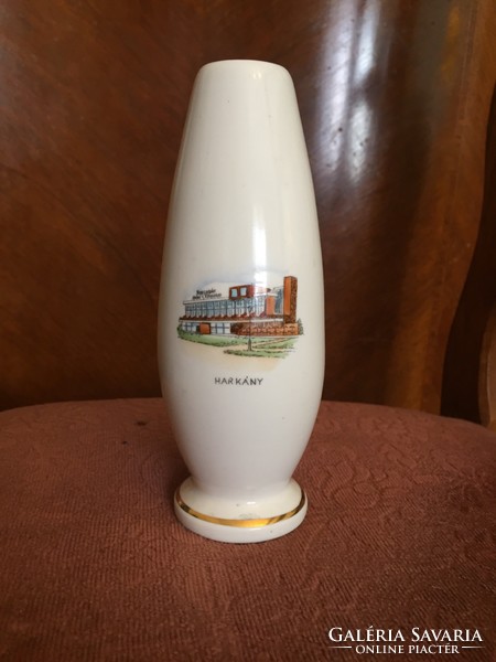Harkányi hotel porcelán reklám váza