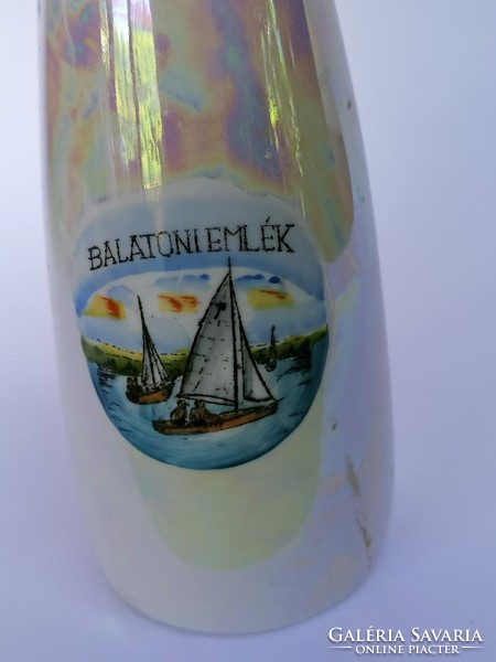 Balaton souvenir, unterweissbach luster glazed porcelain vase