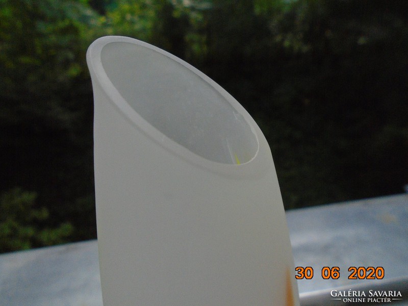 Artistic modern sandblasted opal glass vase