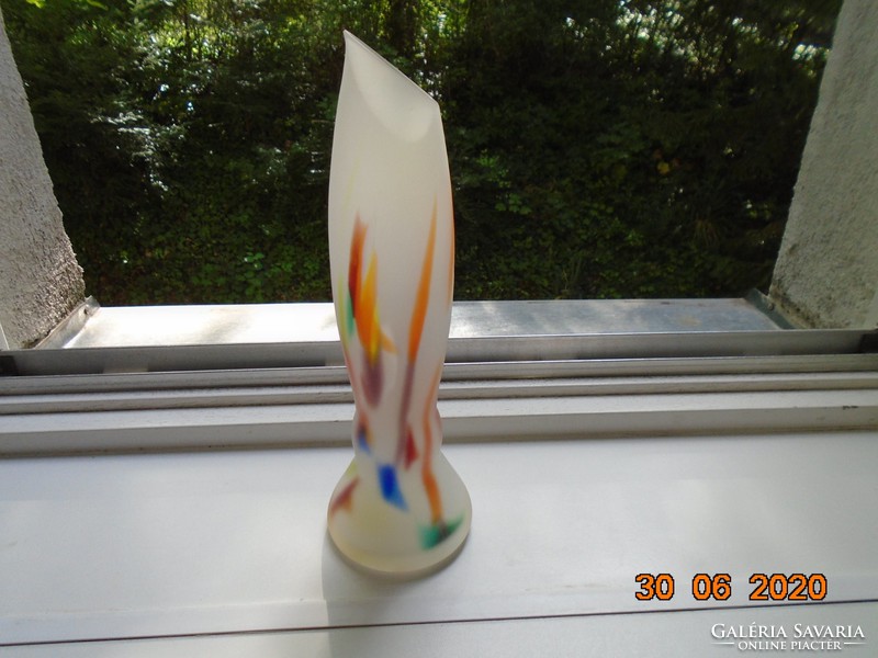 Artistic modern sandblasted opal glass vase