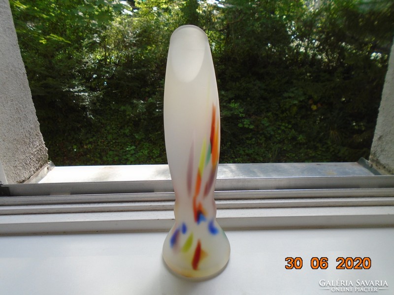 Artistic modern sandblasted opal glass vase