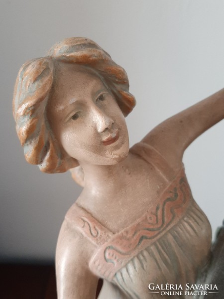 Asztali  tükör női figurális terrakotta