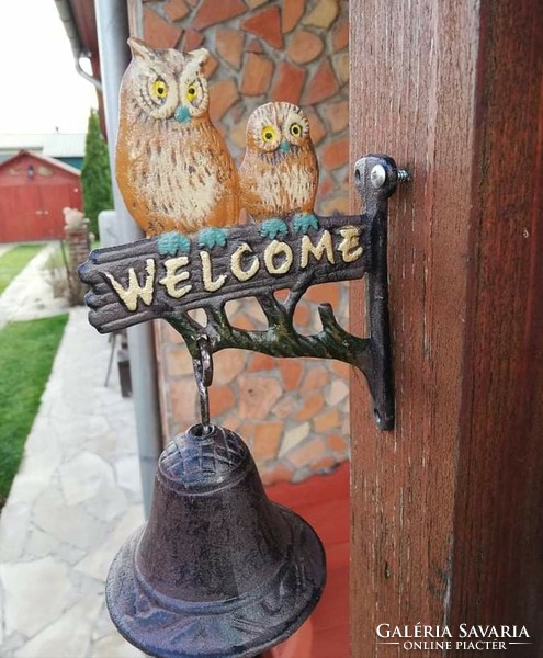Cast iron owl welcome bell pigeon, bell owl