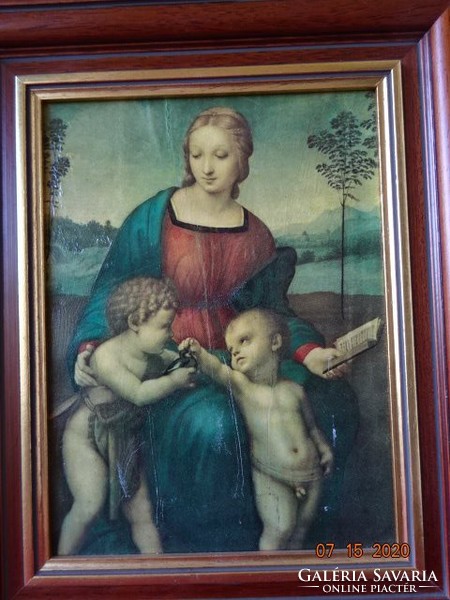Madonna két gyermekével, eredeti festményről készült másolat.