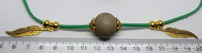 Chohua jáspis nyaklánc, 2 darab 18 mm-s gyönggyel