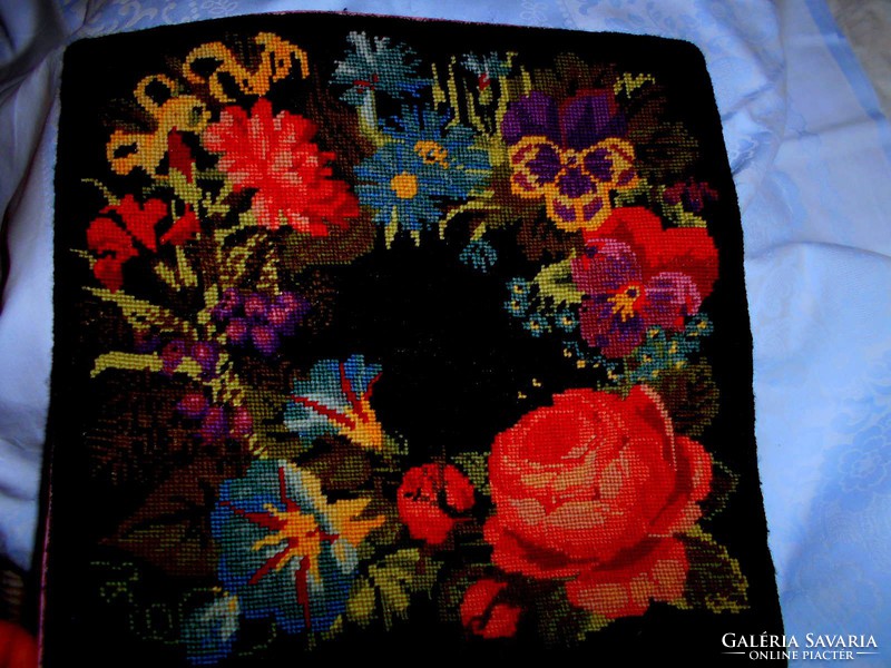 Hand-stitched tapestry cushion cover (full surface embroidered)