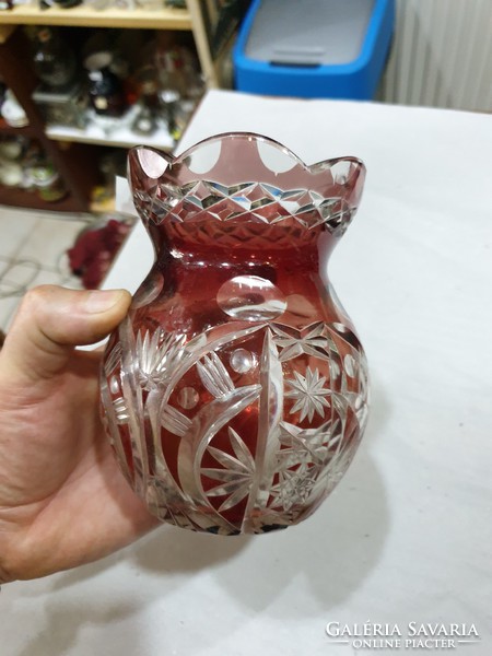 Régi bordó kristály váza 