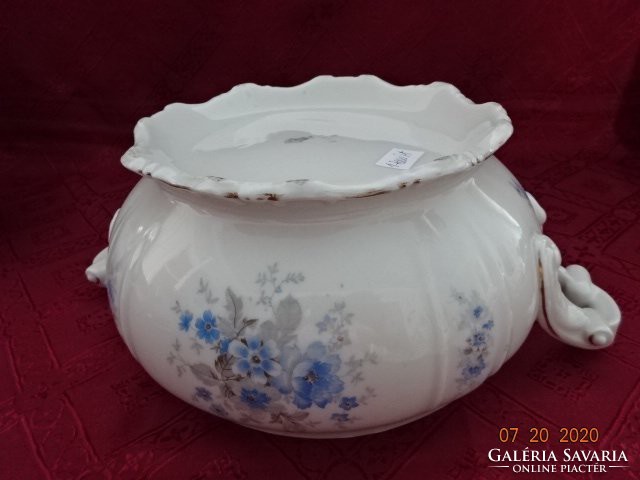 Antique Zsolnay porcelain soup bowl with shield seal. With a blue floral pattern. He has!