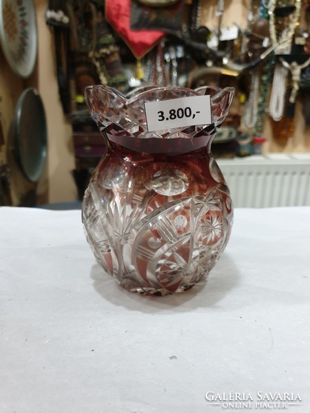 Régi bordó kristály váza 