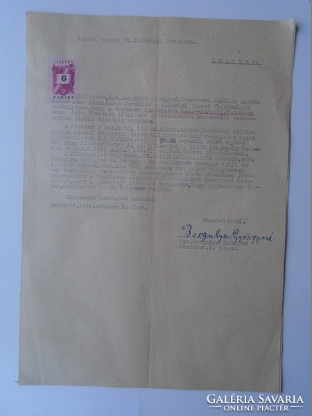 G028.60  Régi irat  Kondoros- Szarvas   Békés m. 1951  Borgulya 