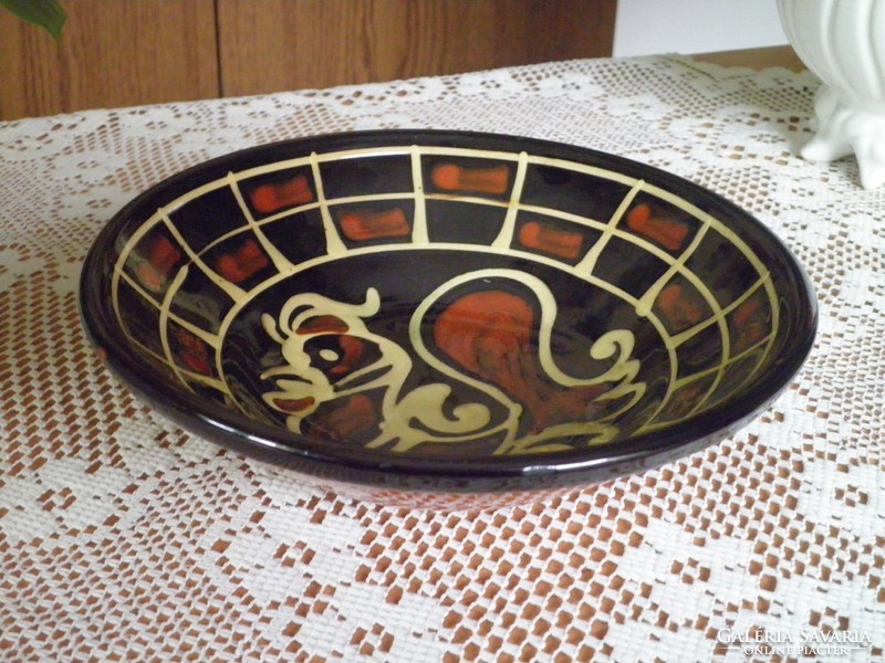 Borsódy dangles glazed ceramic rooster wall plate