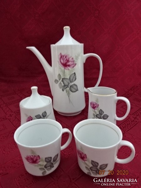 Alföldi porcelán két személyes kávéskészlet, rózsa mintával.