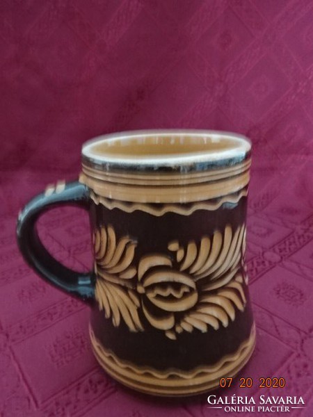 Mázas kerámia sörös kancsó, magassága 12,5 cm. átm 8 cm. 0.5 l Vanneki!