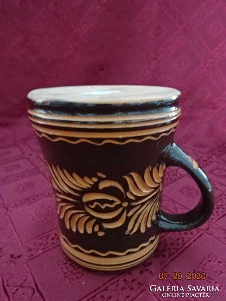 Mázas kerámia sörös kancsó, magassága 12,5 cm. átm 8 cm. 0.5 l Vanneki!