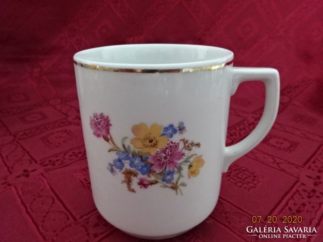 Drasche porcelain mug, with a spring flower pattern. Vanneki jokai
