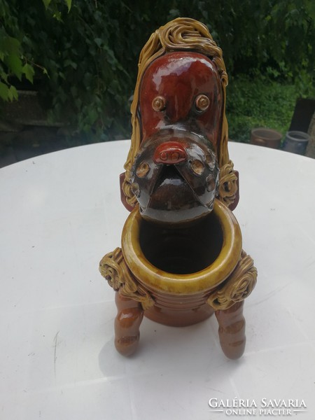 Art deco pottery, dog marked, handicraft company label, picture gallery! Design vase pot!