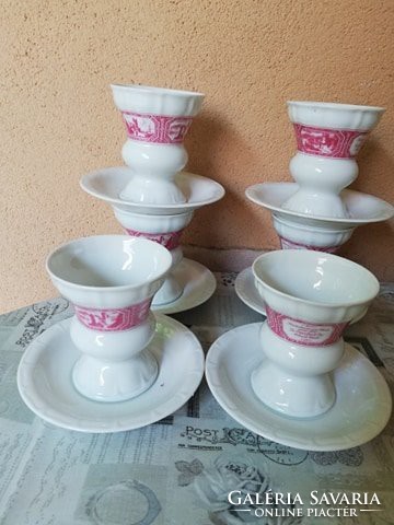 German porcelain 6-person ice cream and dessert goblet set