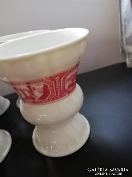 Német porcelán 6 személyes fagyis-desszertes kehely garnitúra