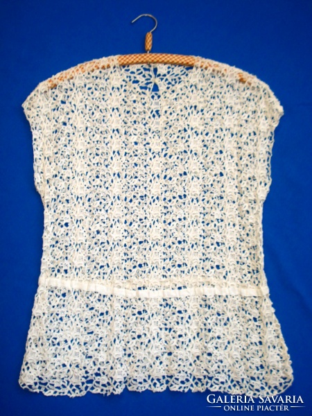 Antique Hungarian handicraft, beaten lace women's top