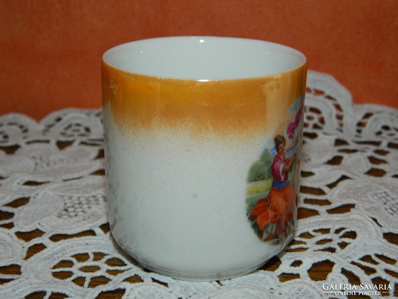 Antik Zsolnay barokk jelenetes kávés csésze