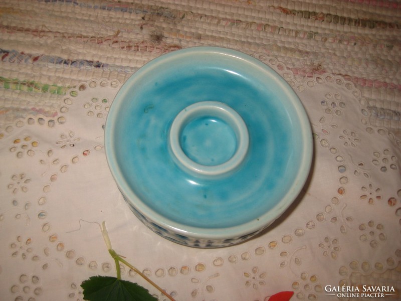 Zsolnay kék retró tálka  gyertyatartó  , 12,5 cm