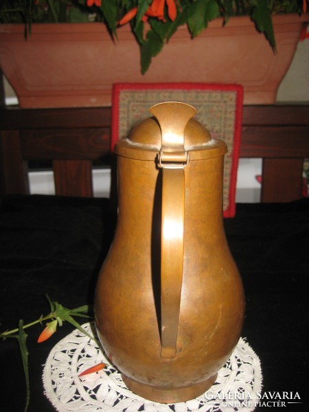 Red copper jug, spout, nicely marked, master marked, work 24 cm